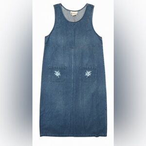 Bechamel Blue Denim Midi Dress Jumper Size Large Embroidery Detail   SKU 24